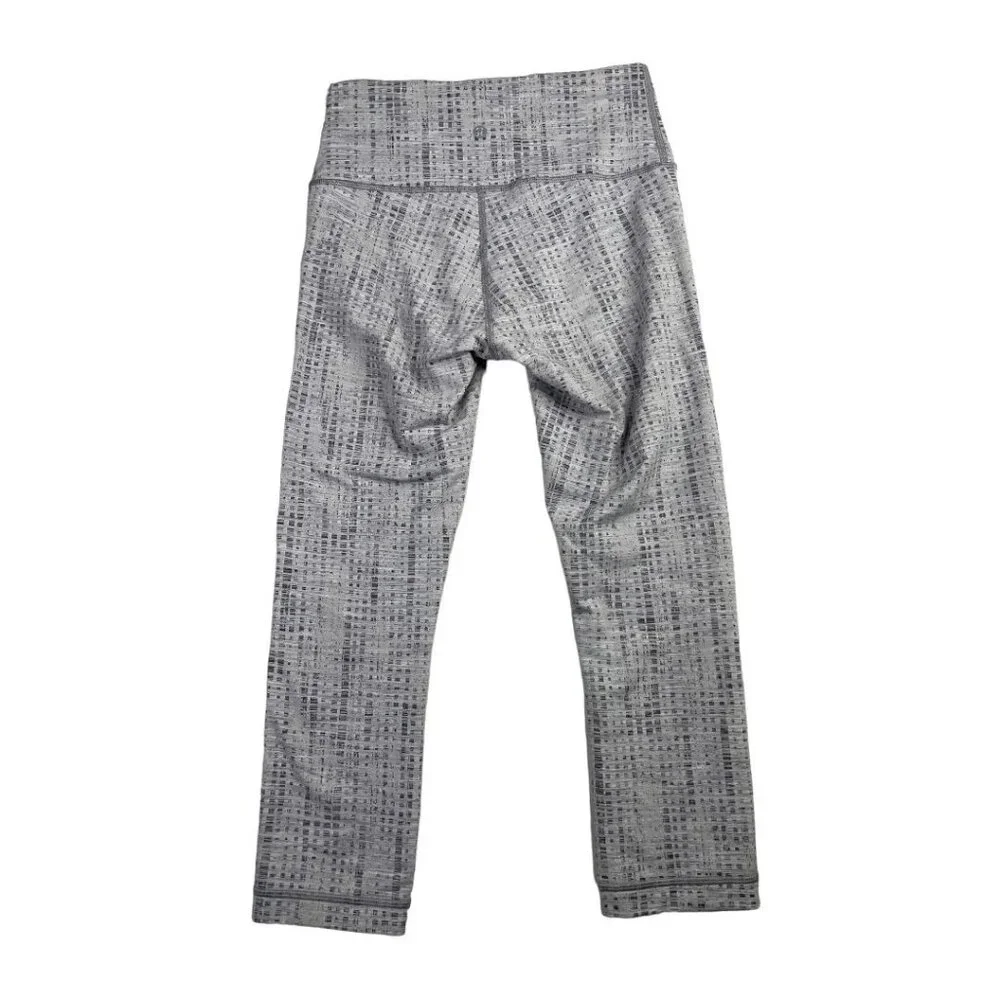 Lululemon Wunder Under Cropped Leggings size 6 Gray/White
